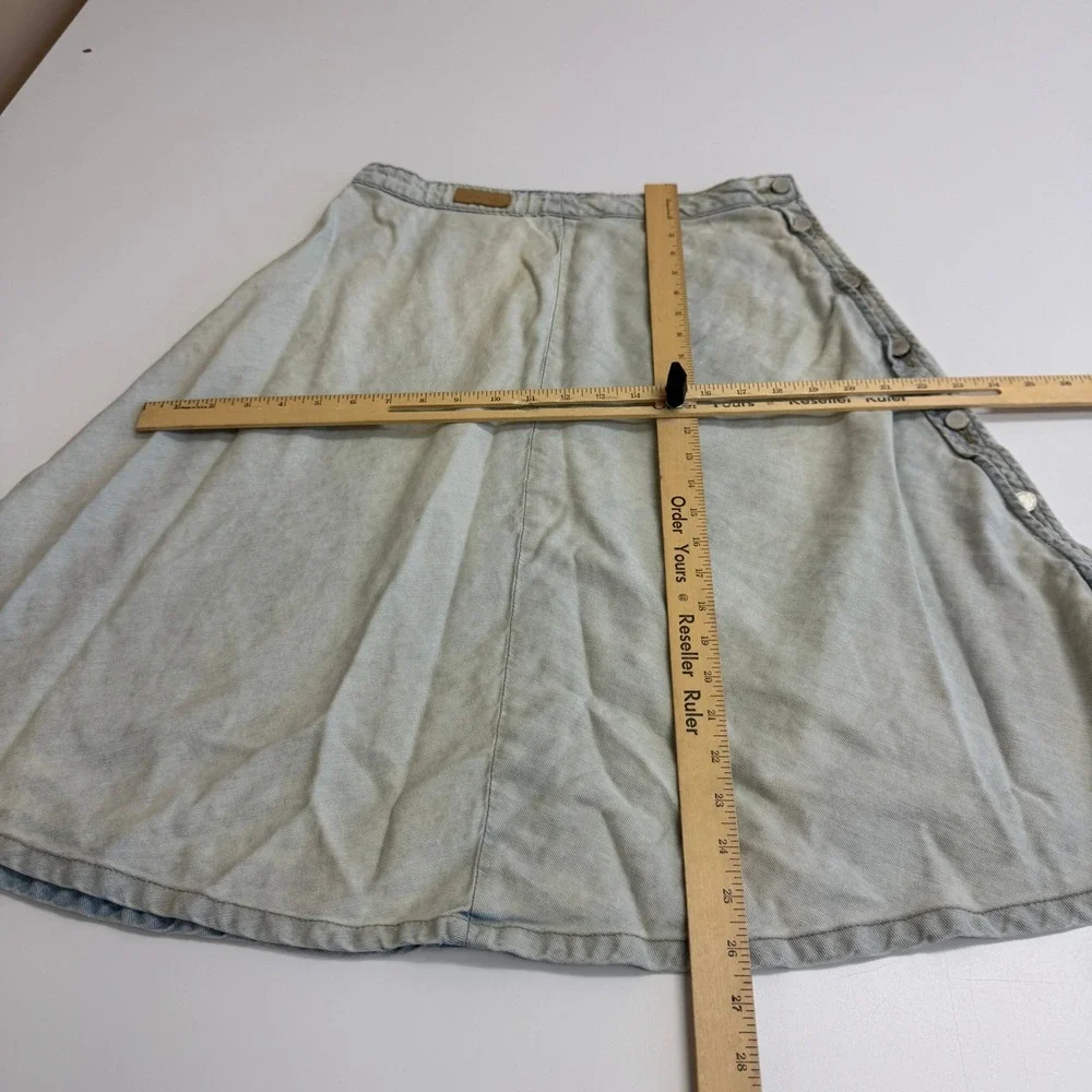 BLANKNYC Skirt Womens 29 Light Blue Flare Denim Linen Blend Button Front Midi - Picture 8 of 8
